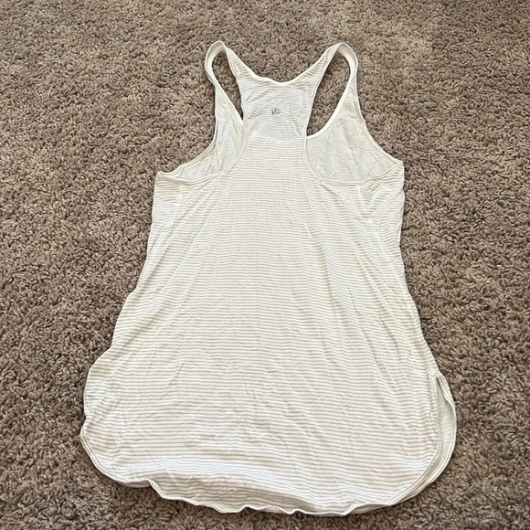 Lululemon White Striped Racerback Tank with curved hem - Picture 2 of 4
